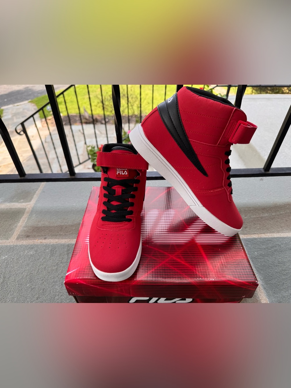 Fila Red and Black High-Top Sneakers